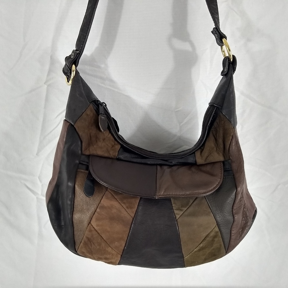 BEAUTIFUL PATCHWORK TOTE / PURSE Faux Suede 13X9X4